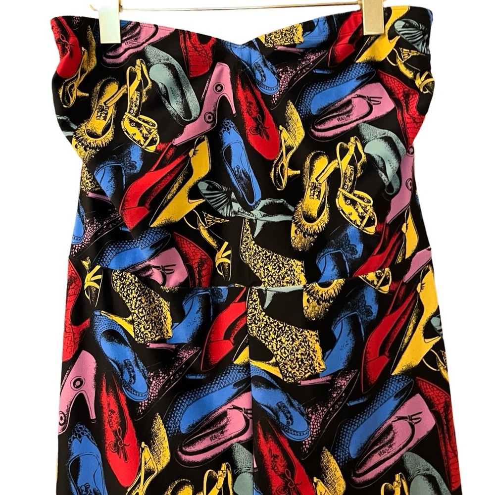 Salvatore Ferragamo Jumpsuit Shoe Print‎ Strapless Vintage Retro 90s One-piece L - Picture 2 of 15